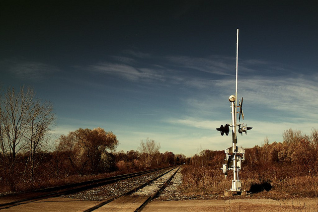 A railroad crossing in Rouge Park