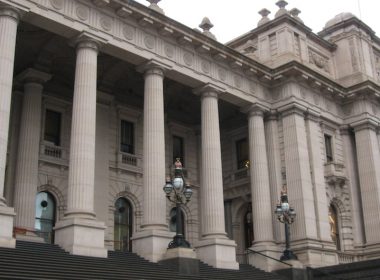 Courthouse with pillars.