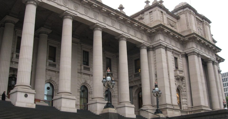 Courthouse with pillars.