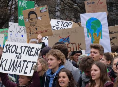 Protesters at a climate strike