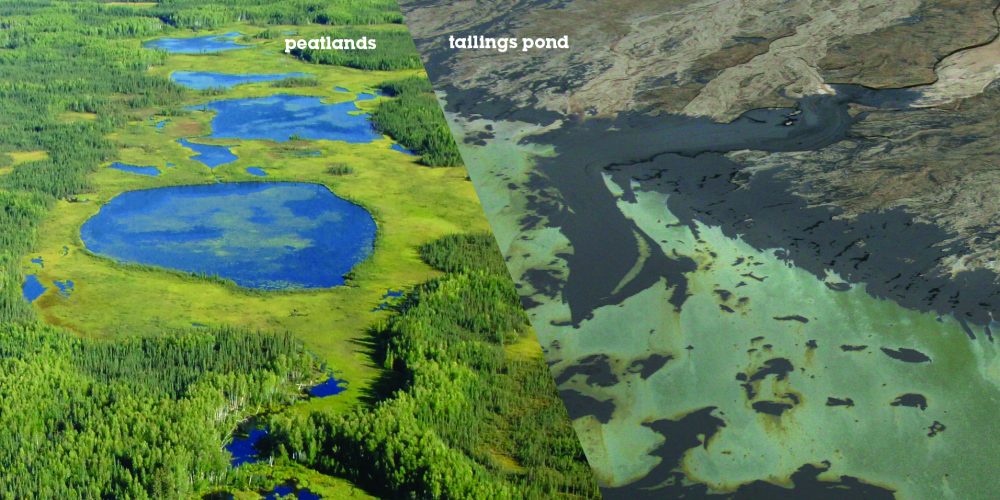 Peatlands contrasted with tailings ponds. A\J AlternativesJournal.ca