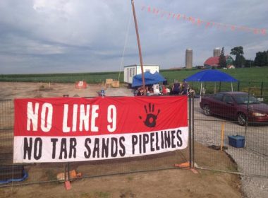 Line 9 construction blockade in Innerkip, Ontario