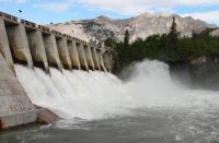 water rushing through a hydro-electric dam