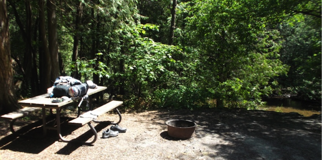 Campsite at Rockwood Conservation Area.